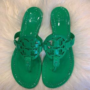 Tory Burch Miller sandals patent green